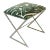 Matthew Izzo Home X Side Polished Nickel and Sea Glass Fabric Stool For Sale