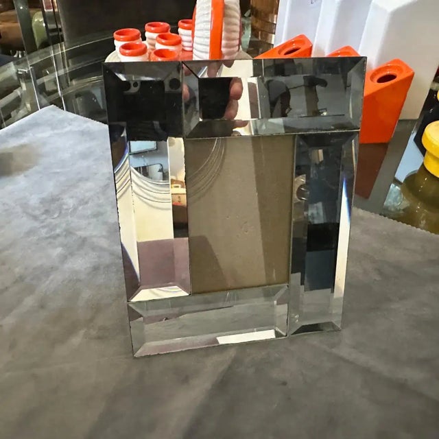 Transparent 1970s Mid-Century Modern Mirror and Glass Italian Picture Frame For Sale - Image 8 of 13
