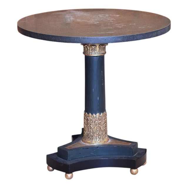 Empire-Style Marble Top Painted and Parcel Gilt Gueridon For Sale