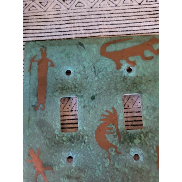 1990s 1990s 2 Hole Copper Switch Plate Cover Distressed Verdigrea For Sale - Image 5 of 5