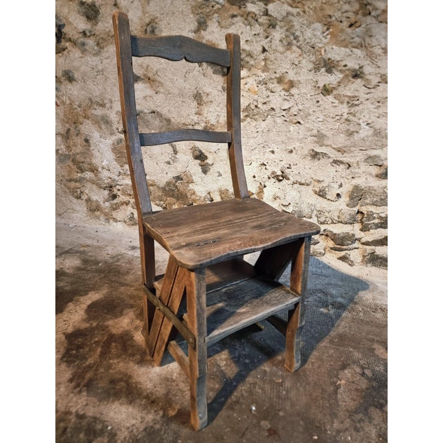 Antique French Oak Metamorphic Library Chair, 1900s For Sale - Image 11 of 16