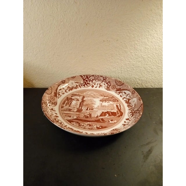 English 1950s Spode Red Transferware Bowl Made in England For Sale - Image 3 of 6