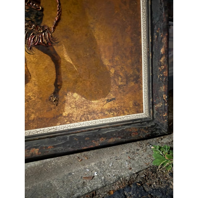 Vintage Carousel Dancing Horse Large Oil Painting Signed 47x37 For Sale In Atlanta - Image 6 of 6