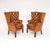 Antique Leather Barrel Back Wing Armchairs, 1920s, Set of 2 For Sale - Image 3 of 8