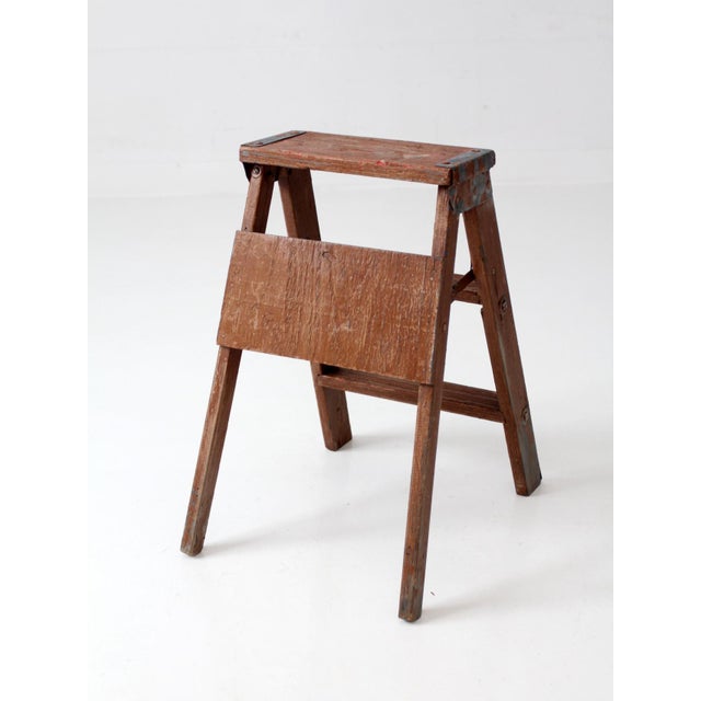 Antique Folding Wooden Step Ladder For Sale - Image 12 of 16