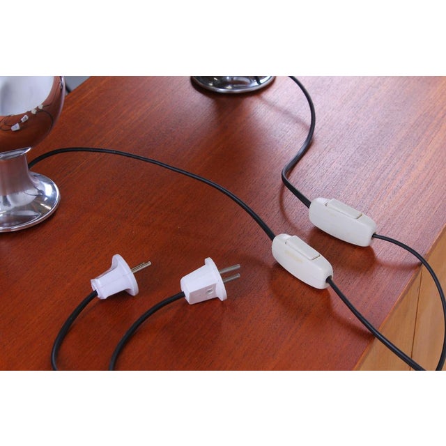 Chrome Eclisse Eyeball Kugel Table Lamps attributed to Hillebrand, 1960s, Set of 2 For Sale - Image 4 of 16