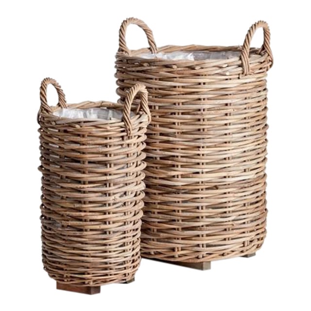 Marlar Rattan Baskets With Liners - Set of 2 For Sale