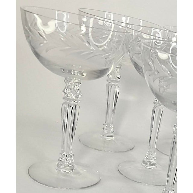 Vintage Handcut Laurel Champagne Coupes- Set of Eight For Sale - Image 9 of 13