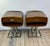 Brown Art Deco Boston End Table in Hevea Wood and Chrome Metal, 2000s For Sale - Image 8 of 11