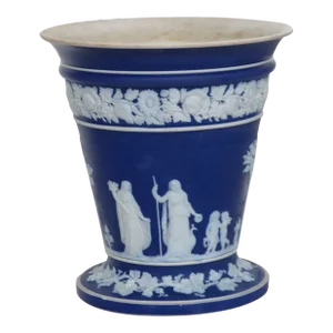 Wedgwood Blue Jasperware Grecian Women and Cherubs Planter Pot 2850b