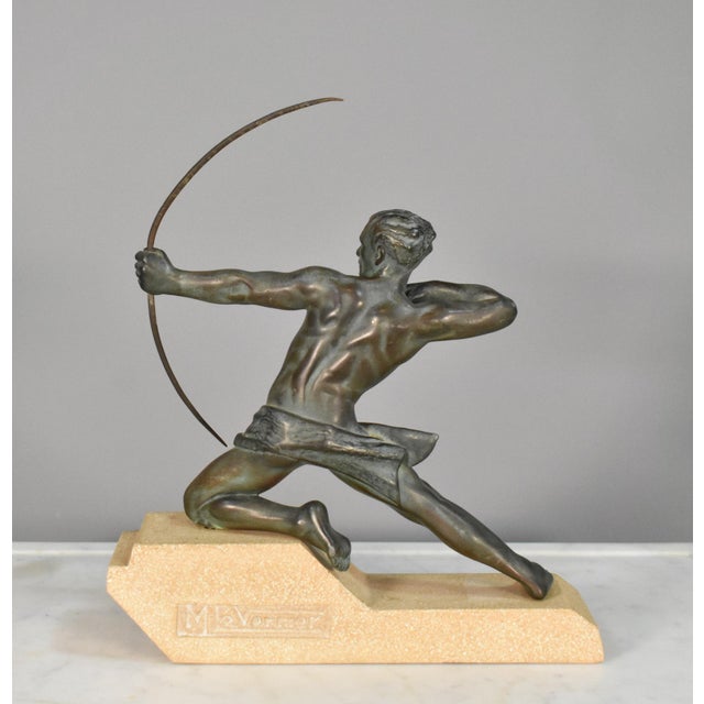 Metal Art Deco Sculpture the Archer Hercules by Max Le Verrier, 1920s For Sale - Image 7 of 15