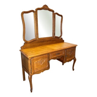 Vintage French Louis Dressing Table with Mirror For Sale