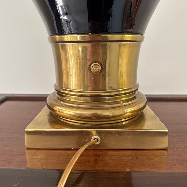 Vintage Chapman Bronze and Black Enamel Porcelain Table Lamp For Sale - Image 10 of 12