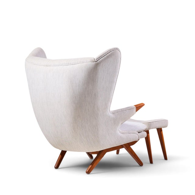 Textile Svend Skipper Model 91 Mid Century Papa Bear Wingback Lounge Chair With Ottoman For Sale - Image 7 of 9