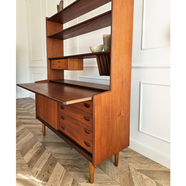 Mid-Century Teak Bookcase with Pull-Out Writing Desk, 1960s For Sale - Image 16 of 18