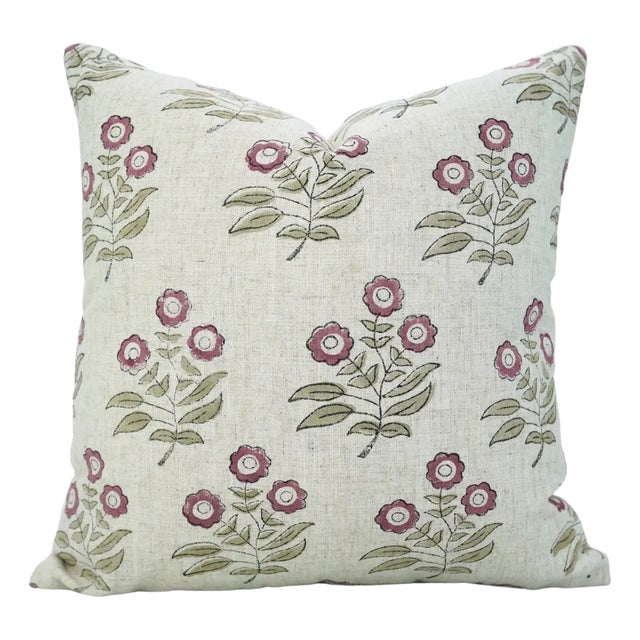 Fabdivine Handmade Block Printed Cushion Cover 16x16 Inch Viscose Linen-Neha For Sale