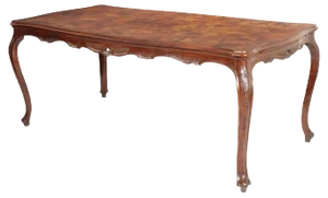 Vintage Baroque Style Hand Carved Burl Walnut Dining Table from Bovolone, 1920s