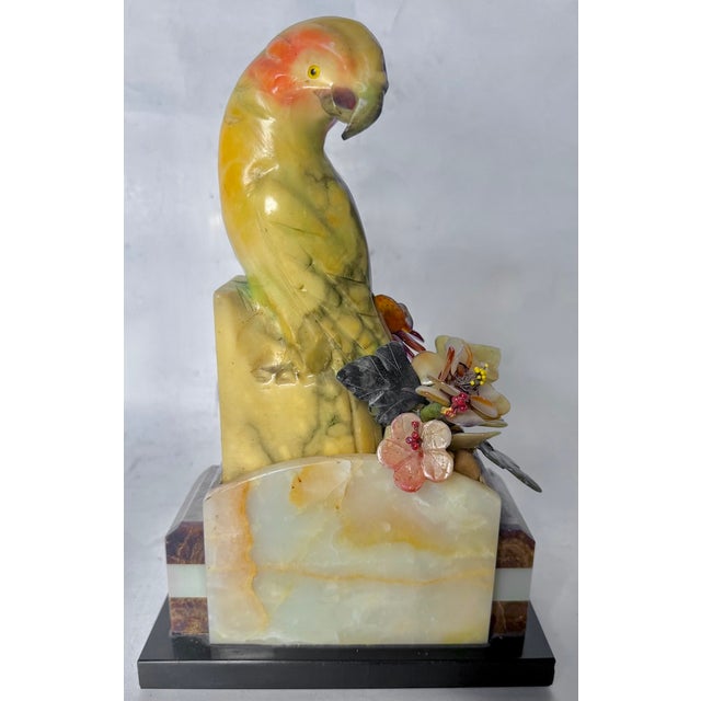 Pair Art Deco Jadeite & Multi-Stone Parrot Bookends For Sale - Image 10 of 18
