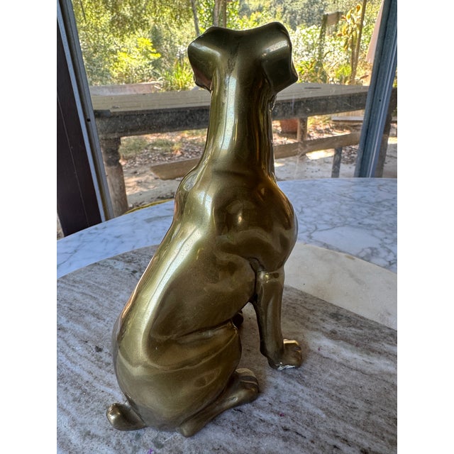 1960s Midcentury Solid Brass Sitting Dog Statue For Sale - Image 5 of 11
