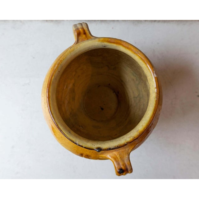 19th Century French Glazed Terracotta Jug with Ochre Yellow Glaze For Sale - Image 4 of 12