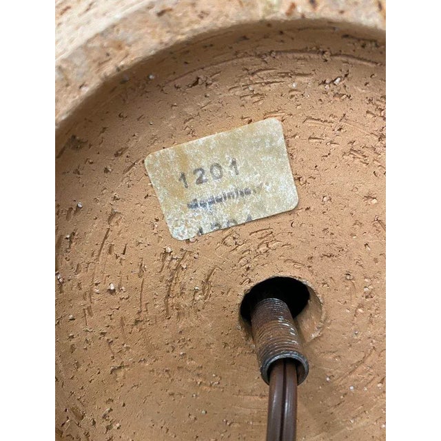 Vintage Bulbous Greige Pietra Decor Series Textured Terracotta Lamp by Bitossi for Raymor, Circa 1950s For Sale - Image 11 of 13
