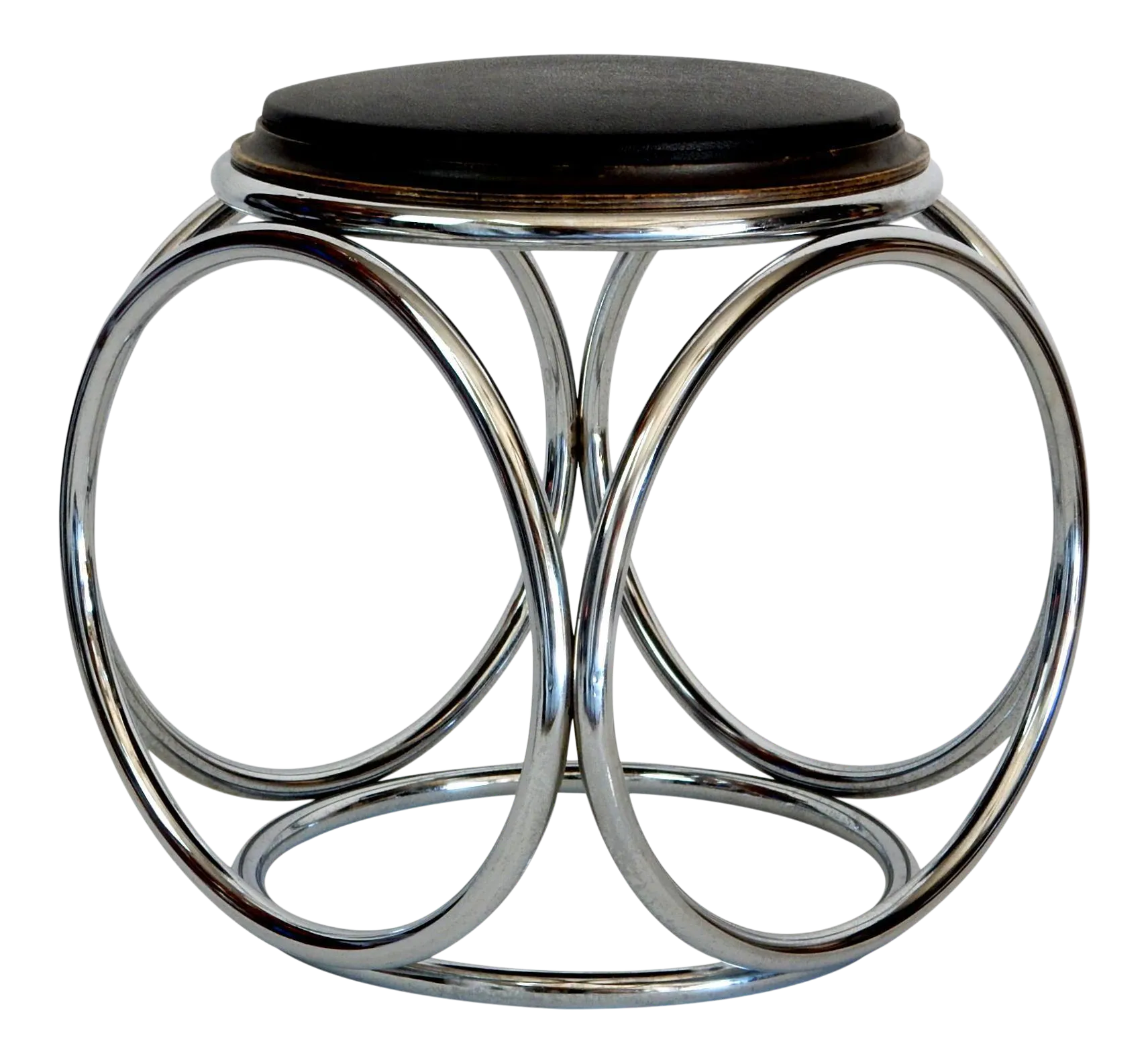 French Art Deco Jean-Pierre Laporte Design Tubular Circle Stool or