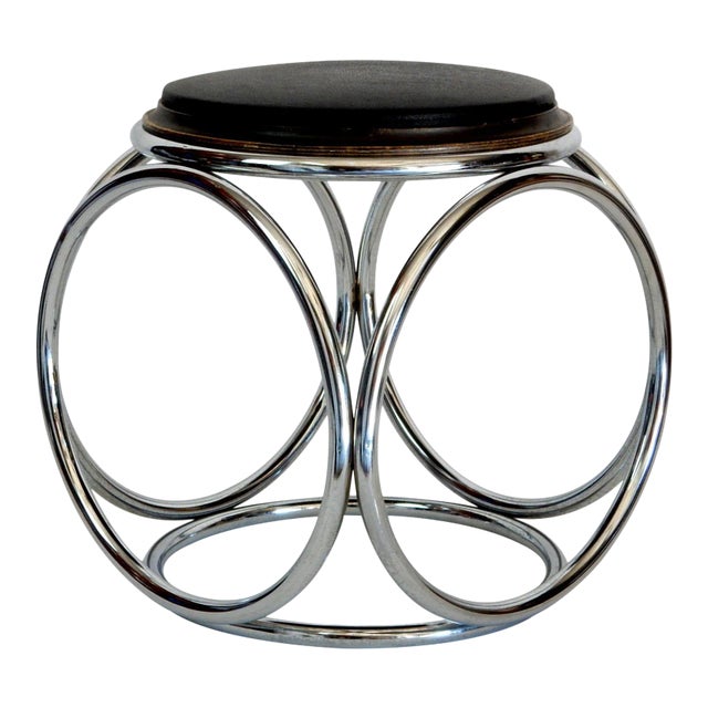 French Art Deco Jean-Pierre Laporte Design Tubular Circle Stool or Table For Sale