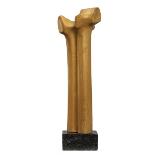 Abstract Biomorphic Sculpture in Carved Wood and Stone, 1970s For Sale