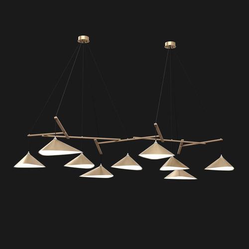 Wood Emily Group of Nine Pendant Light in Steel with Dark Bronze Finish by Moss Objects For Sale - Image 7 of 10