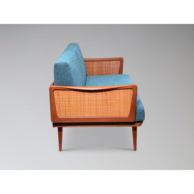 France & Daverkosen Restored Vintage Teak and Cane Sofa Daybed by Peter Hvidt & Orla Molgaard-Nielsen Fd451 For Sale - Image 4 of 11