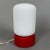 Space Age White Opal Glass Capsule Table Lamp with Red Wood Base, 1970s For Sale - Image 15 of 15