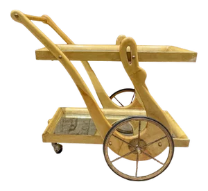 1950s Aldo Tura Italian Goatskin and Brass Swan Service Cart