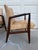 Mid-Century Modern Walnut Armchairs - Jens Risom Design - Original Naugahyde, Labeled, 1960s For Sale - Image 3 of 15