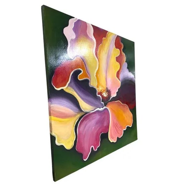 Abstract Vibrant Abstract Floral Canvas For Sale - Image 3 of 6