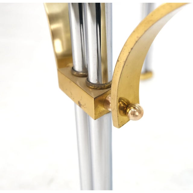 Round Glass Top Chrome Legs Solid Brass Stretchers & Feet Coffee Center