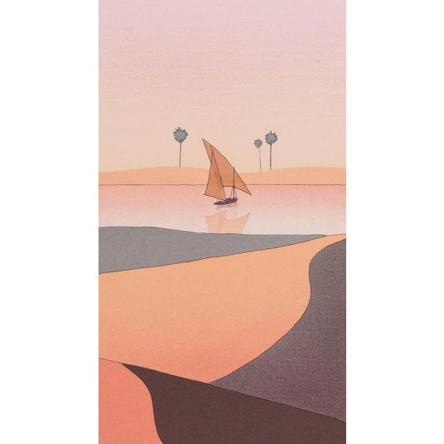 Modern Yan Nascimbene, Pink Landscape, Lithograph For Sale - Image 3 of 4