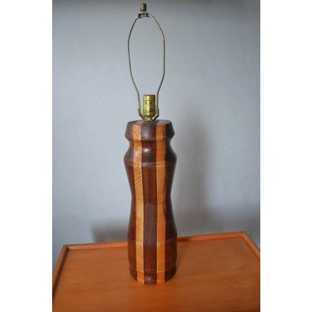 Mid-Century Modern Mid-Century Inlaid Wood Table Lamp/ Mahogany-Maple Marquetry Lamp For Sale - Image 3 of 9
