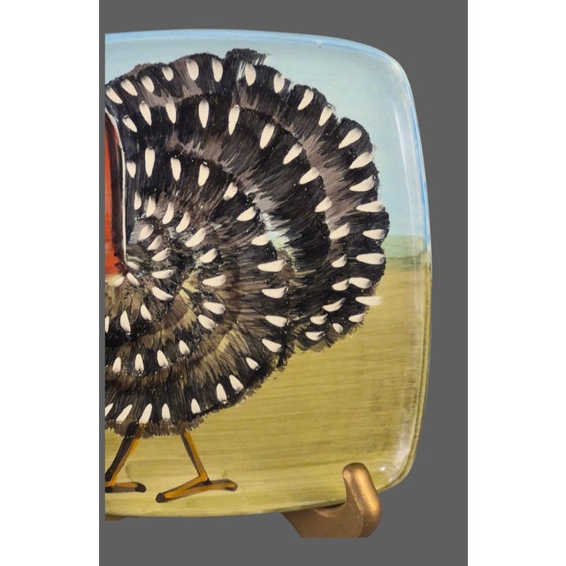 Farmhouse Late 20th Century Zrike on the Farm Italy Hand Painted Square Turkey Dish For Sale - Image 3 of 7