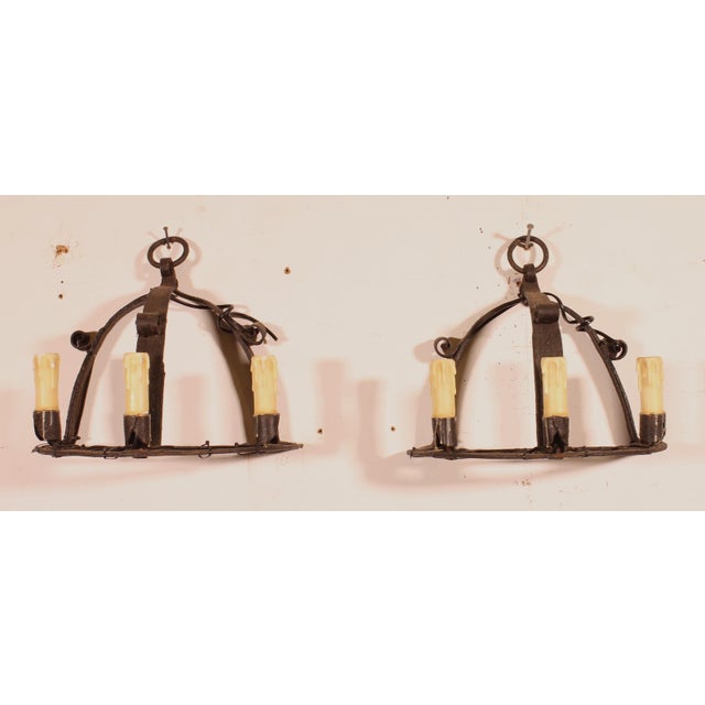 Medieval-Style Wrought Iron Wall Sconces, 1920s, Set of 2 For Sale - Image 11 of 11