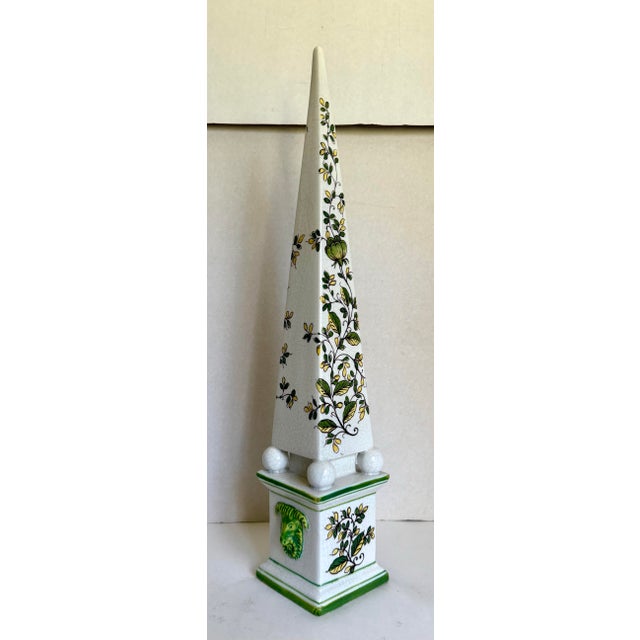 Mid 20th C. Italian Majolica Ceramic Hand-Painted Obelisk For Sale - Image 9 of 10
