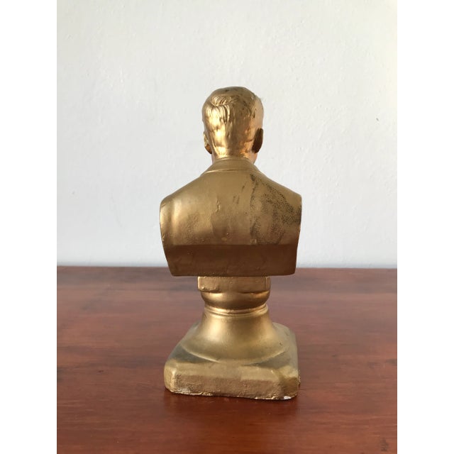Sculpture Materials Vintage Gold Plaster Bust of Kennedy (Jfk) For Sale - Image 7 of 12