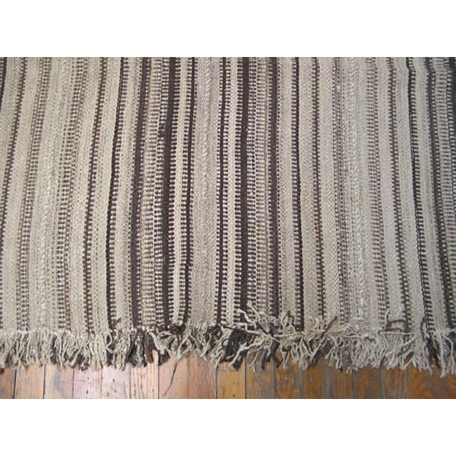1930s Multi Brown Stripe Tribal Kilim Flat Woven Antique n.w. Persian Rug 8'4" X 10'0" Wool Carpet For Sale In New York - Image 6 of 6