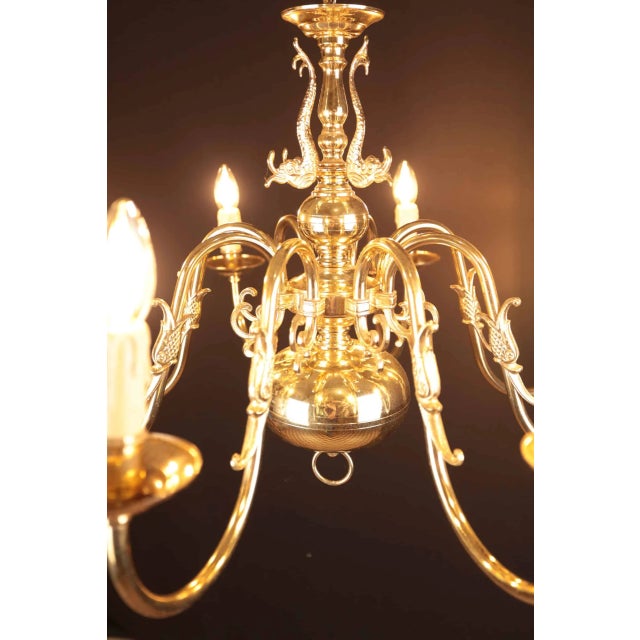 Flemish Brass 8-Armed Chandelier For Sale - Image 3 of 6