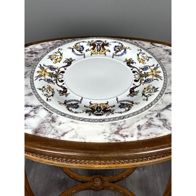 Ceramic 20th Century Renaissance Collection Cachepot and Display Stand from Gien, Set of 2 For Sale - Image 7 of 8