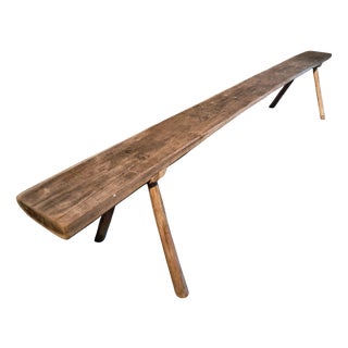 Antique Primitive Oak Bench, France, 1900s For Sale