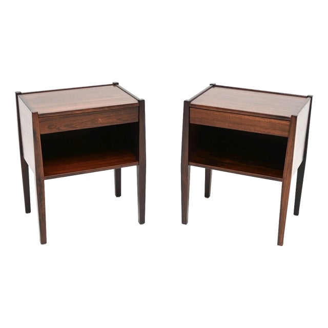 Vintage Danish Bedside Cabinets attributed to Poul Hundevad, 1960, Set of 2 For Sale