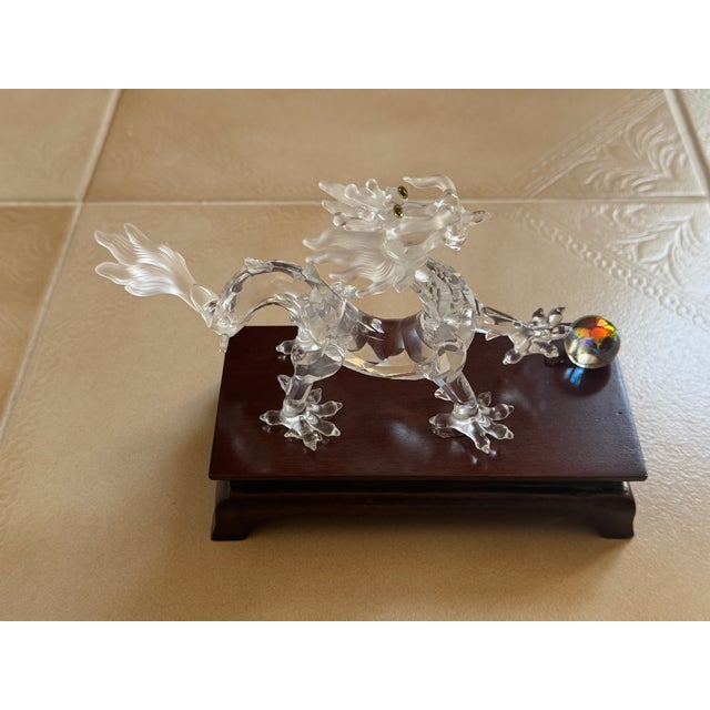 Glass Swarovski Crystal Zodiac Dragon in Mint Condition With Original Stand, Box, and Packaging For Sale - Image 7 of 10
