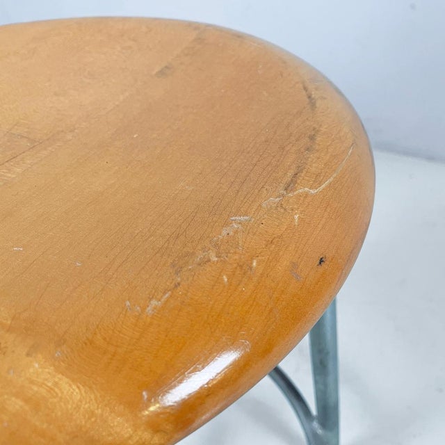 Mid-Century Modern Italian Wooden and Metal Stool by Embru, 1960s For Sale - Image 4 of 15