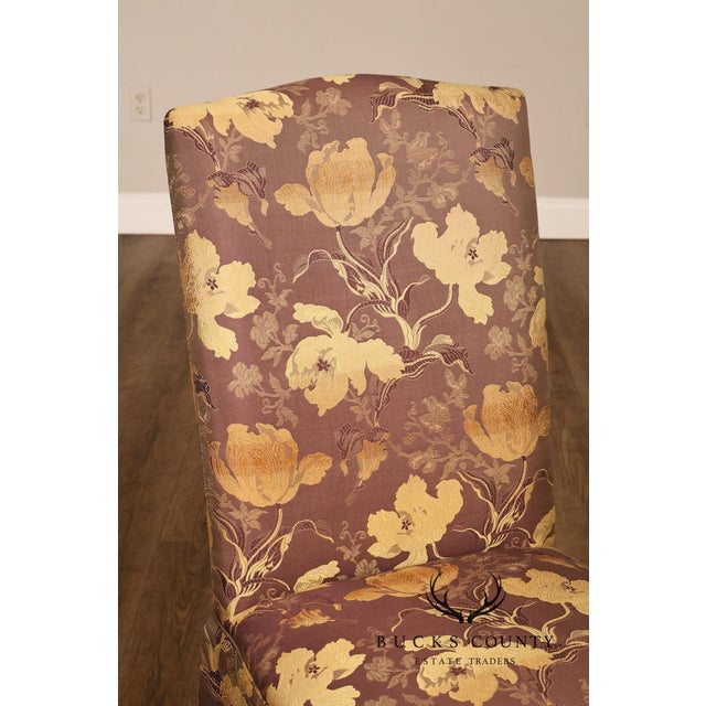 Pair of Upholstered Parsons Style Dining Chairs For Sale - Image 12 of 16