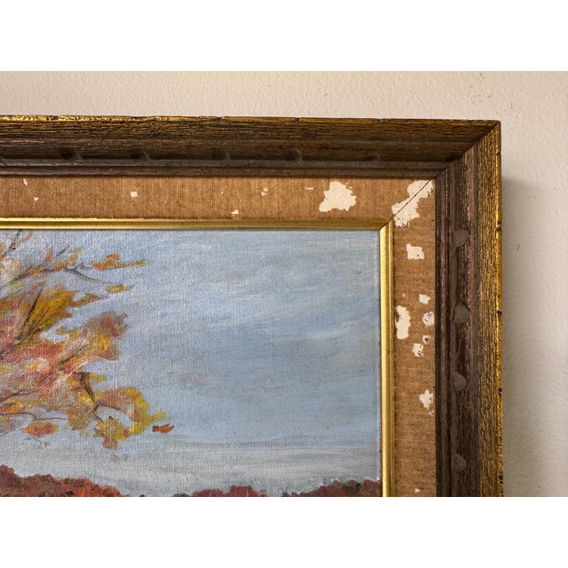 1960’s Vintage Klowery Autumn Landscape Oil on Board – Frame For Sale In Miami - Image 6 of 12
